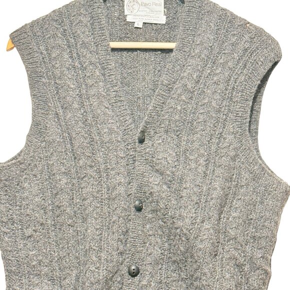 Vintage Pavo Real 100% Alpaca Wool Gray Womens Cardigan Sweater Vest Size Large - Picture 3 of 8
